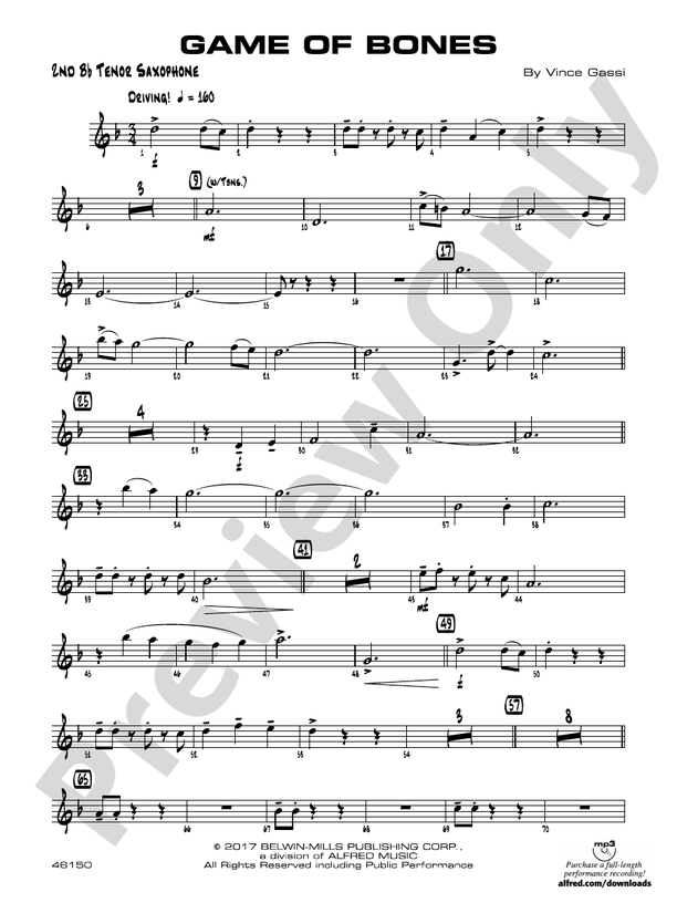 Game of Bones 2nd Bflat Tenor Saxophone 2nd Bflat Tenor Saxophone