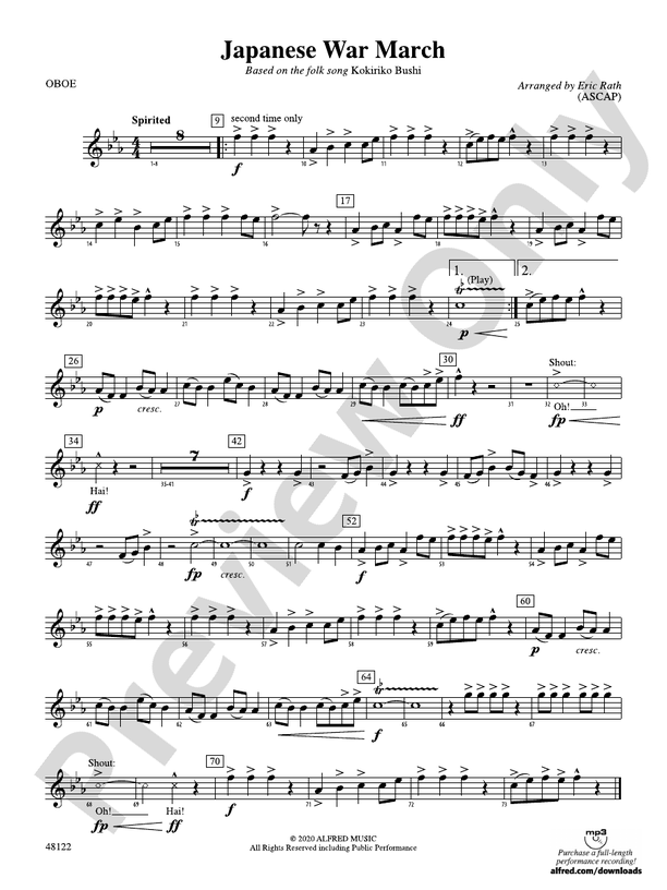 Japanese War March Oboe Oboe Part Digital Sheet Music Download