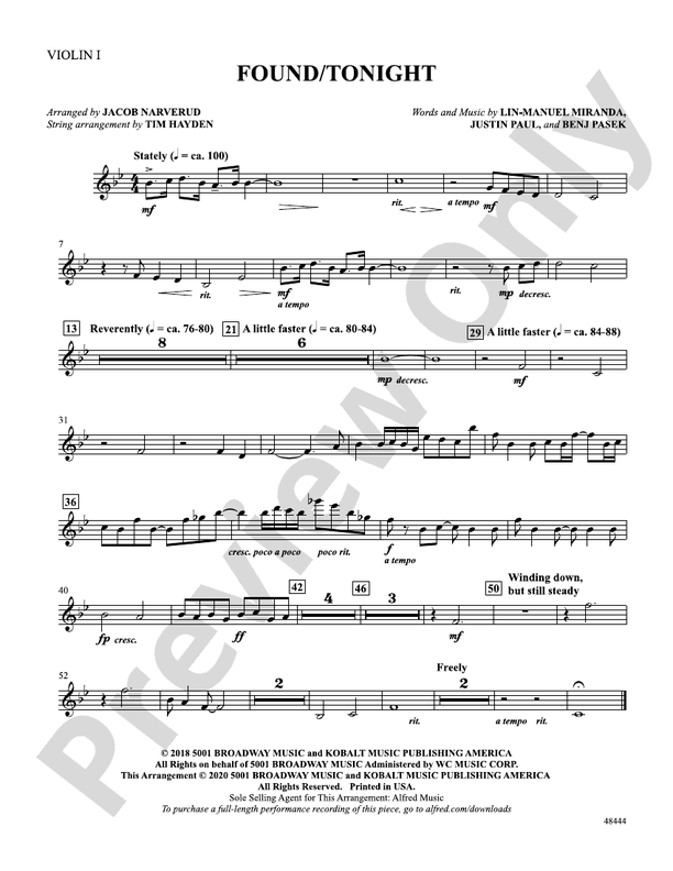 Found Tonight 1st Violin 1st Violin Part Digital Sheet Music