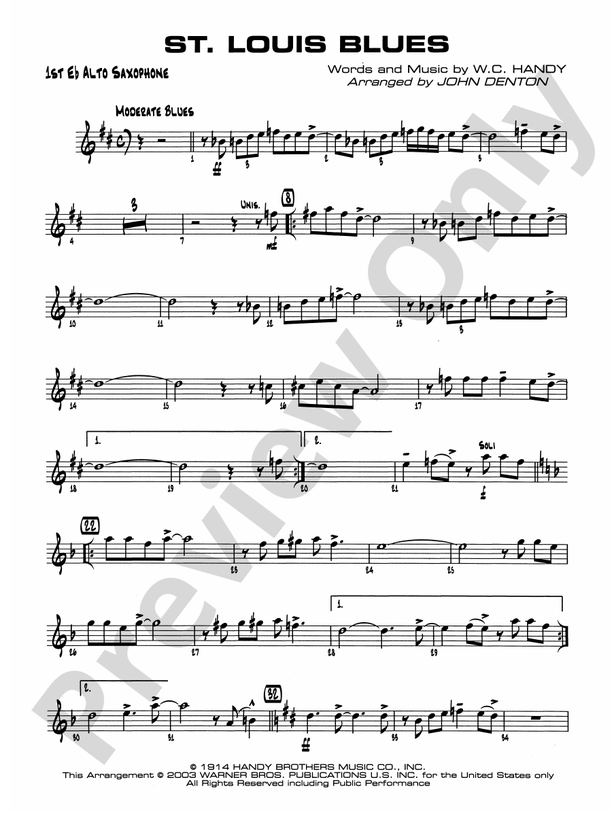 St. Louis Blues Eflat Alto Saxophone Eflat Alto Saxophone Part