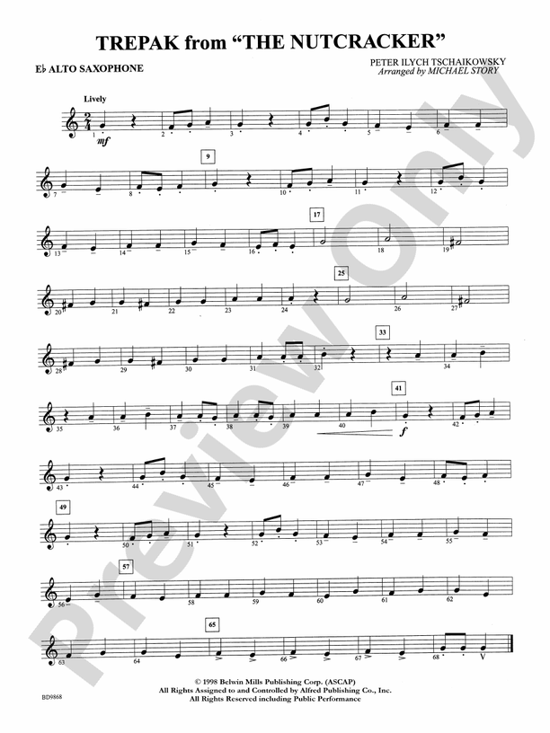 Trepak from The Nutcracker Eflat Alto Saxophone Eflat Alto Saxophone Part Digital Sheet