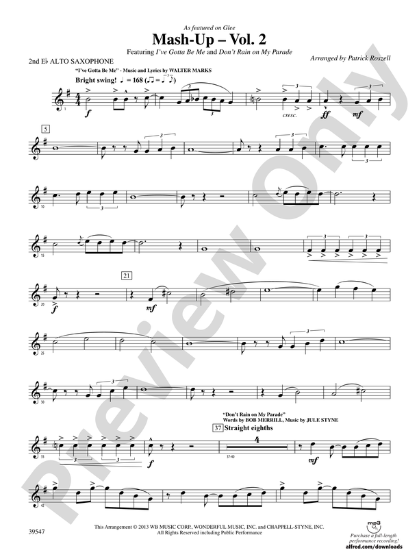 Mash Up Vol 2 2nd E Flat Alto Saxophone 2nd E Flat Alto Saxophone Part Digital Sheet 