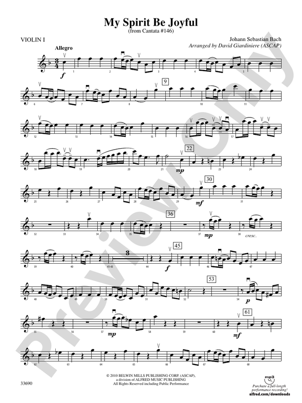 My Spirit Be Joyful (from Cantata No. 146): 1st Violin