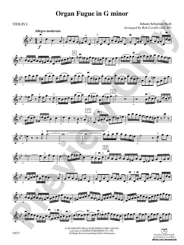 Organ Fugue in G Minor: 1st Violin