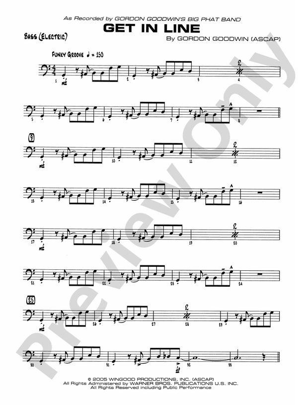 Get in Line String Bass String Bass Part Digital Sheet Music Download