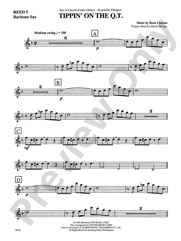 Tippin' on the Q.T. Eflat Baritone Saxophone Eflat Baritone