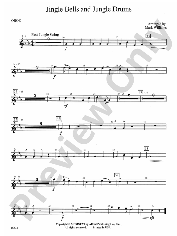Jingle Bells and Jungle Drums Oboe Oboe Part Digital Sheet Music Download