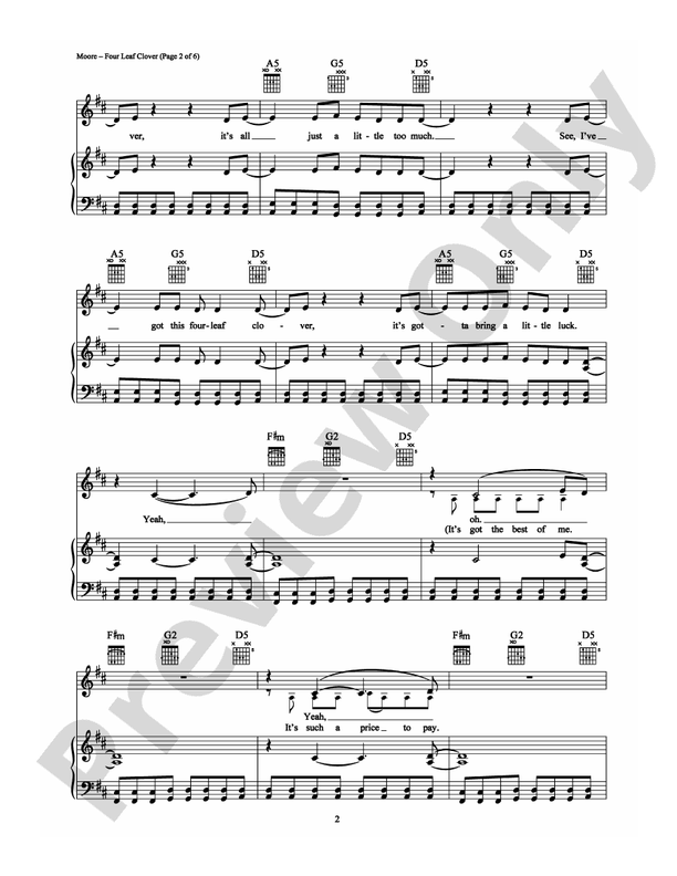 Four Leaf Clover: Piano/Vocal/Chords: Abra Moore - Digital Sheet Music ...