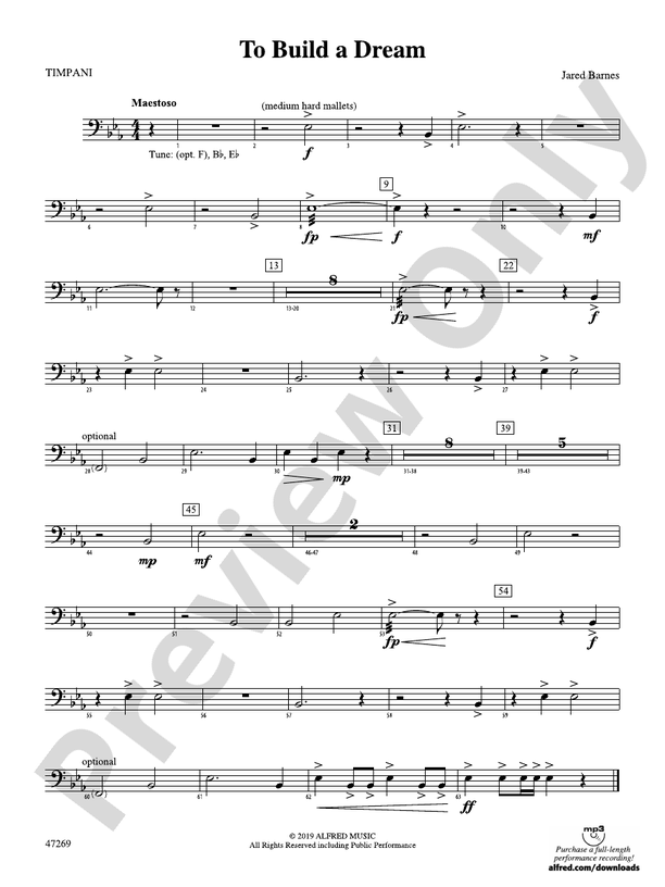 To Build a Dream Timpani Timpani Part Digital Sheet Music Download