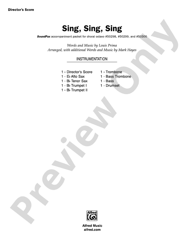 Sing, Sing, Sing: Choral SoundPax: Louis Prima - Digital Sheet Music ...
