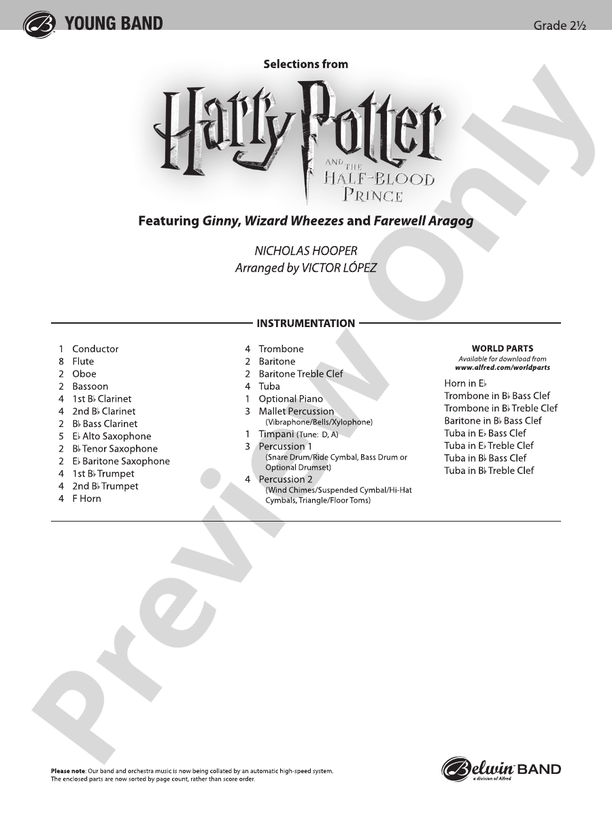 Harry Potter and the Half-Blood Prince, Selections from