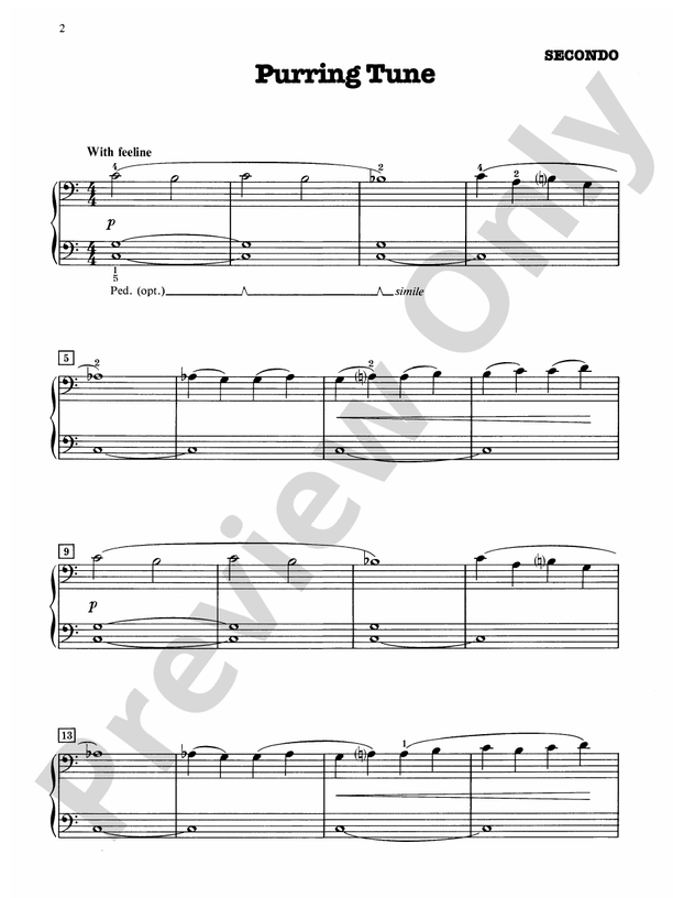 Purring Tune - Piano Duet (1 Piano, 4 Hands)