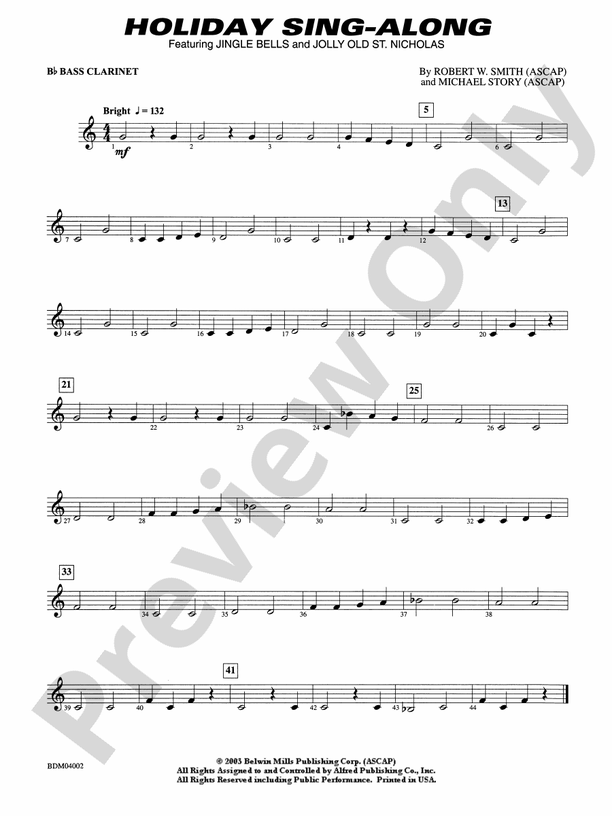 Holiday Sing-Along: B-flat Bass Clarinet: B-flat Bass Clarinet Part ...