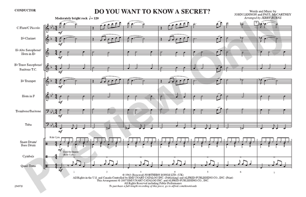 Do You Want to Know a Secret?: Score: Marching Band Score - Digital ...