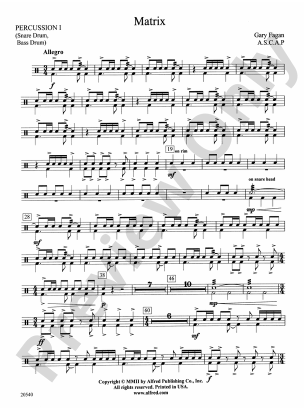 Matrix 1st Percussion 1st Percussion Part Digital Sheet Music Download