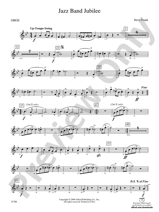 Jazz Band Jubilee: Oboe: Oboe Part - Digital Sheet Music Download