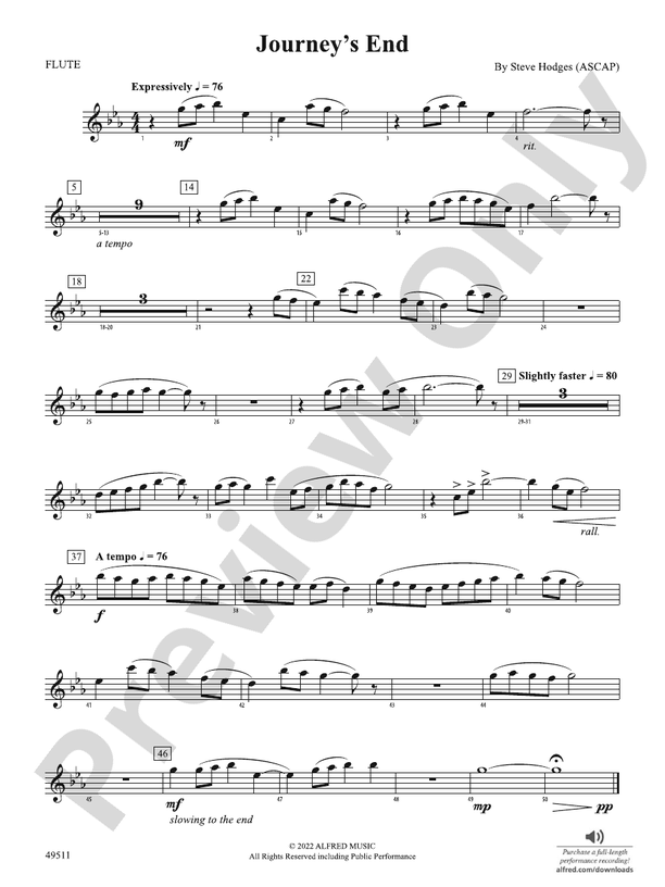 Journey's End Flute Flute Part Digital Sheet Music Download