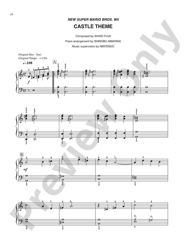 Peach's Castle - New Super Mario Bros. Wii Sheet music for Piano