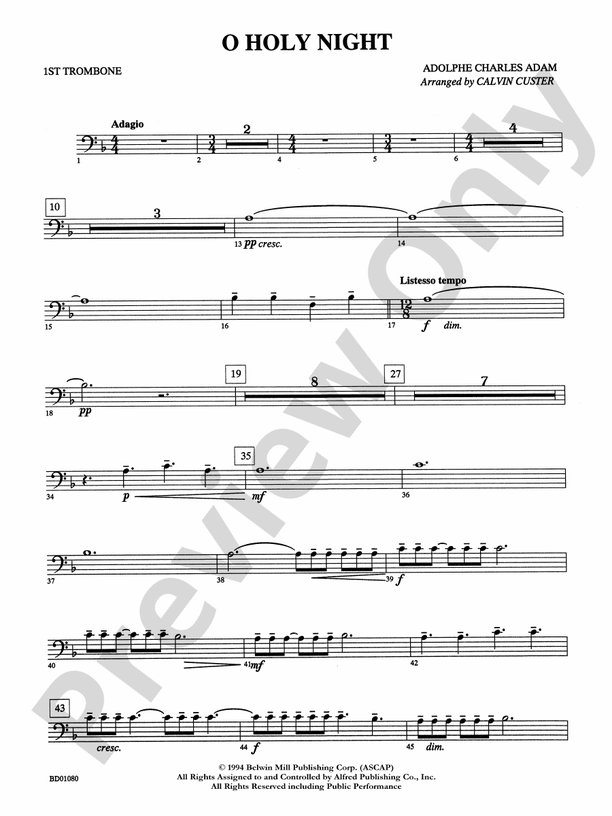 O Holy Night 1st Trombone 1st Trombone Part Digital Sheet Music