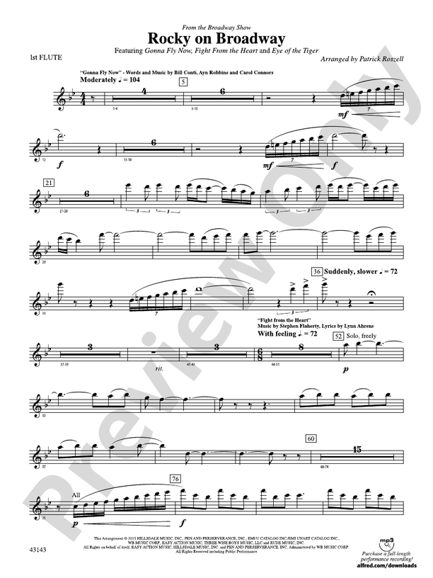 Rocky on Broadway Flute Flute Part Digital Sheet Music Download
