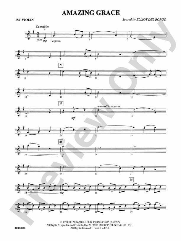 Amazing Grace 1st Violin 1st Violin Part Digital Sheet Music Download 4493