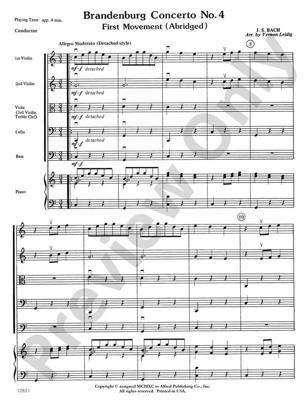 Brandenburg Concerto No. 4: Score