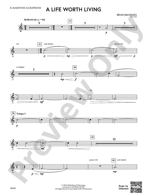 A Life Worth Living Eflat Baritone Saxophone Eflat Baritone