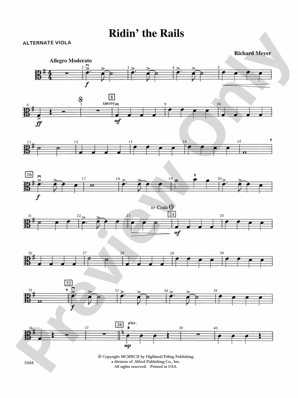 Ridin' the Rails Alternate Viola Alternate Viola Part Digital Sheet