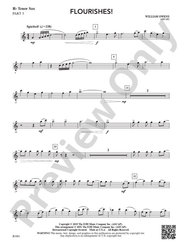 Flourishes!: Part 3 - B-flat Tenor Sax: Part 3 - B-flat Tenor Sax