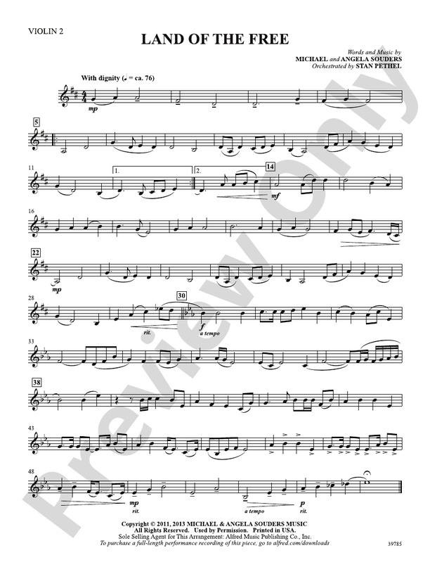 Land of the Free 2nd Violin 2nd Violin Part Digital Sheet Music