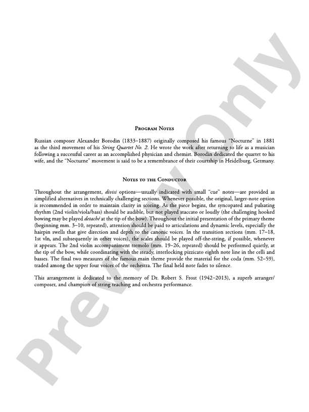 Nocturne (from String Quartet No. 2): Score
