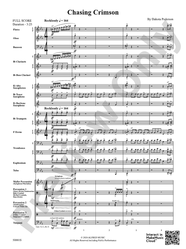 Chasing Crimson: Concert Band Conductor Score & Parts: Dakota Pederson 
