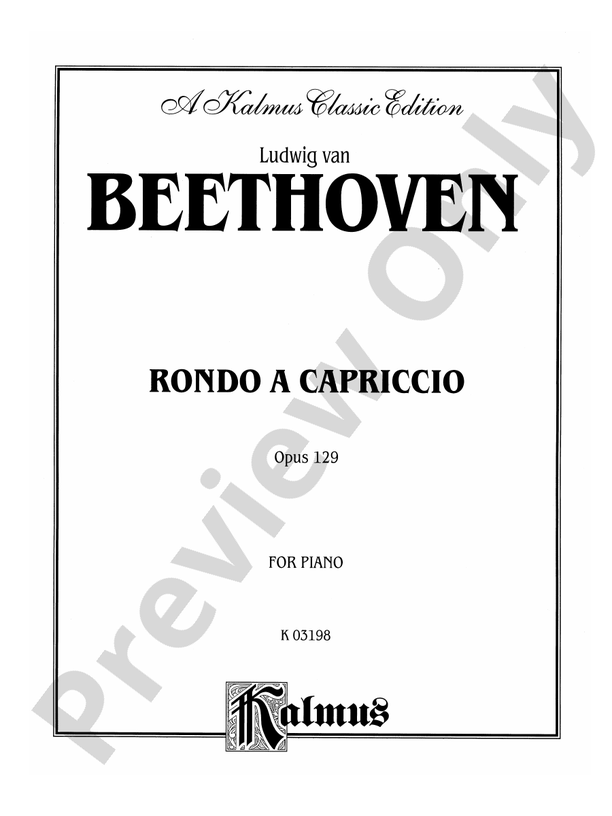 Beethoven Rondo a Capriccio Rondo a Capriccio Part Digital Sheet