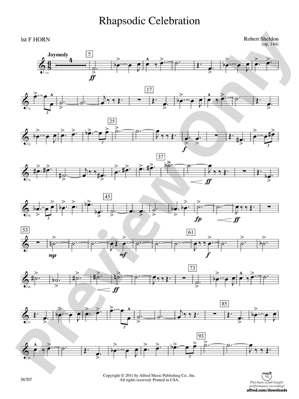 Rhapsodic Celebration 1st F Horn 1st F Horn Part Digital Sheet Music Download 