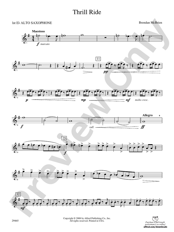 Thrill Ride: E-flat Alto Saxophone: E-flat Alto Saxophone Part ...