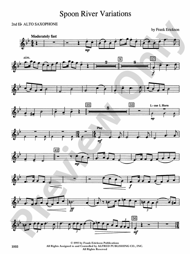 Spoon River Variations 2nd E Flat Alto Saxophone 2nd E Flat Alto Saxophone Part Digital