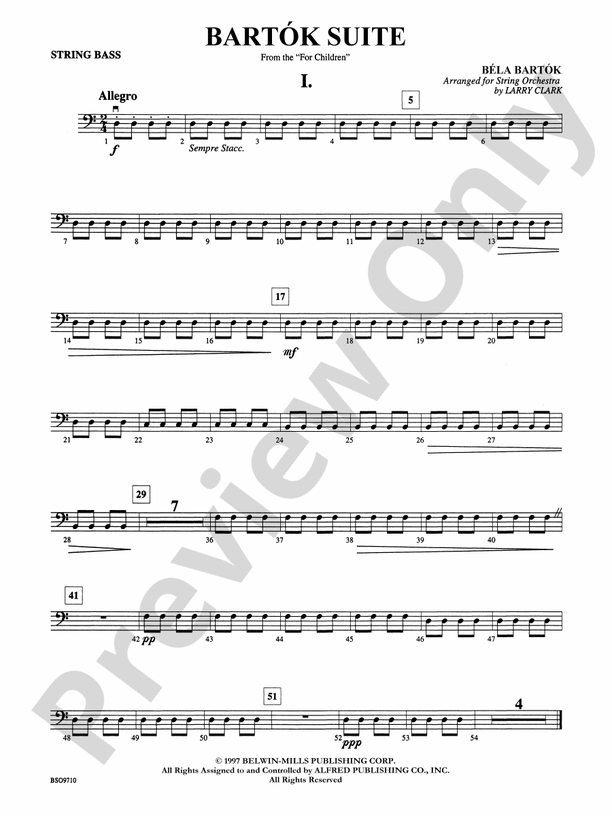 Bartók Suite String Bass String Bass Part Digital Sheet Music Download