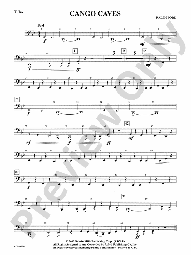 Cango Caves: Tuba: Tuba Part - Digital Sheet Music Download