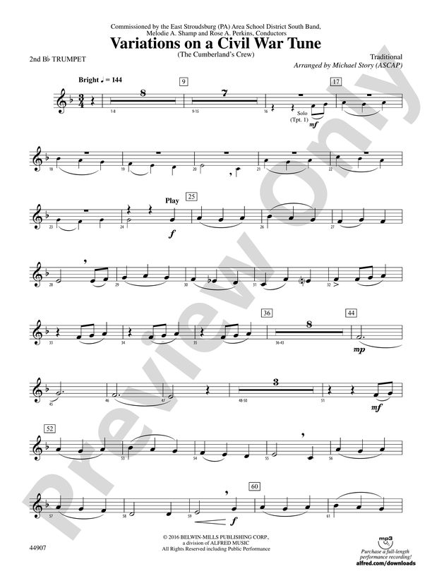 Variations on a Civil War Tune: 2nd B-flat Trumpet