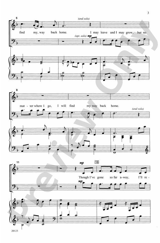 My Way Back Home SATB Choral Octavo Jay Althouse Digital Sheet