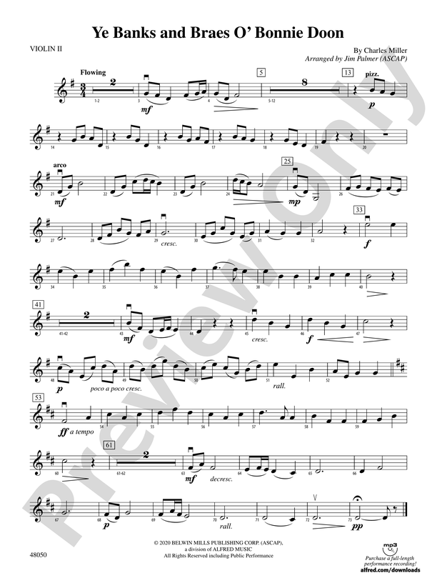 Ye Banks And Braes O Bonnie Doon 2nd Violin 2nd Violin Part Digital Sheet Music Download 6685