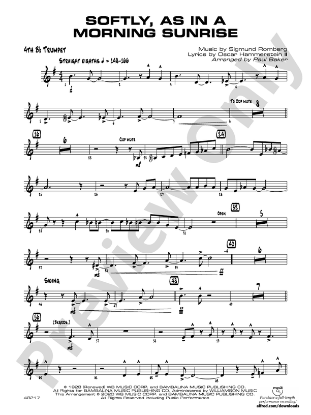 Softly, as in a Morning Sunrise 4th Bflat Trumpet 4th Bflat Trumpet