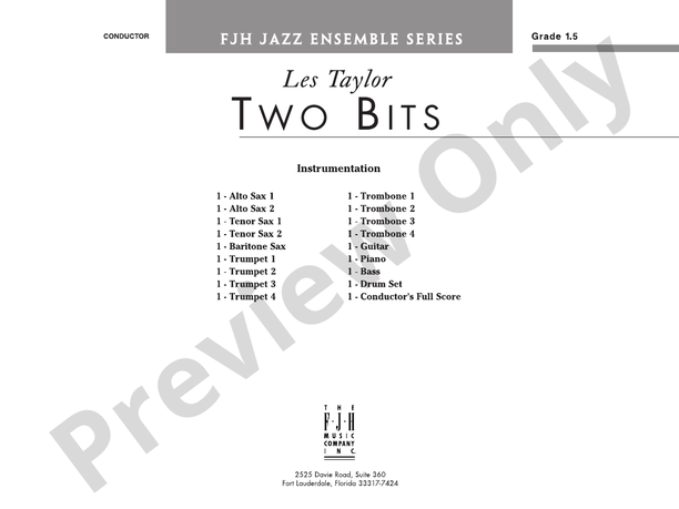 Two Bits: Score: Jazz Ensemble Score: Les Taylor - Digital Sheet Music ...