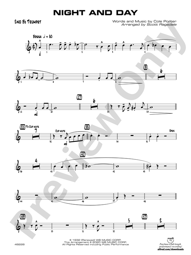 Night And Day: 2nd B-flat Trumpet: 2nd B-flat Trumpet Part - Digital ...