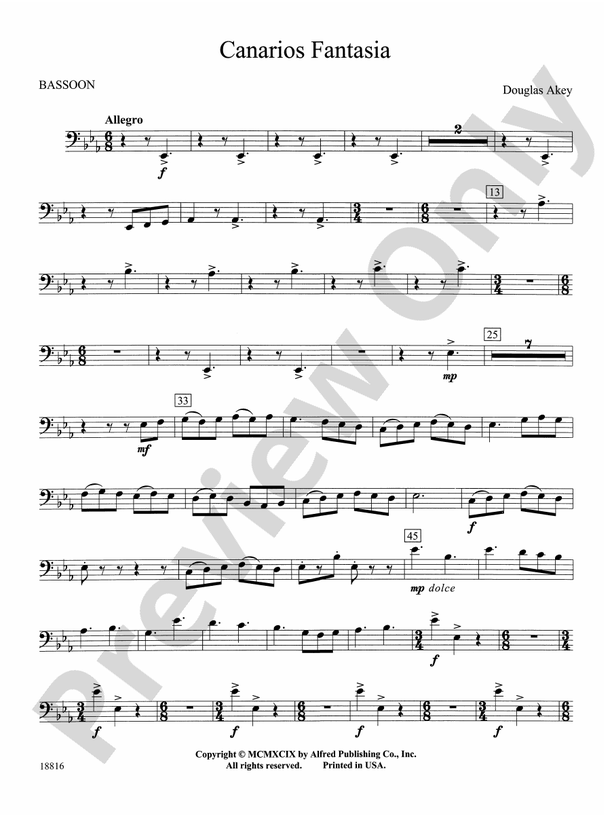 Canarios Fantasia Bassoon Bassoon Part Digital Sheet Music Download