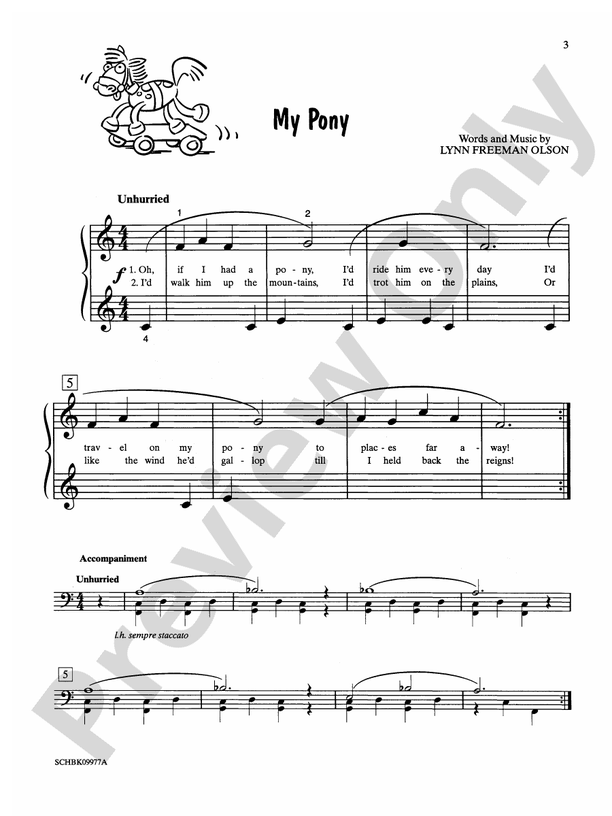 My Pony - Piano Solo with Lyrics (with Optional Duet Accompaniments)