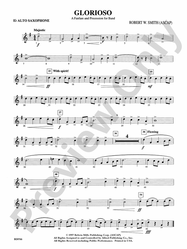 Glorioso (A Fanfare and Procession for Band) Eflat Alto Saxophone E