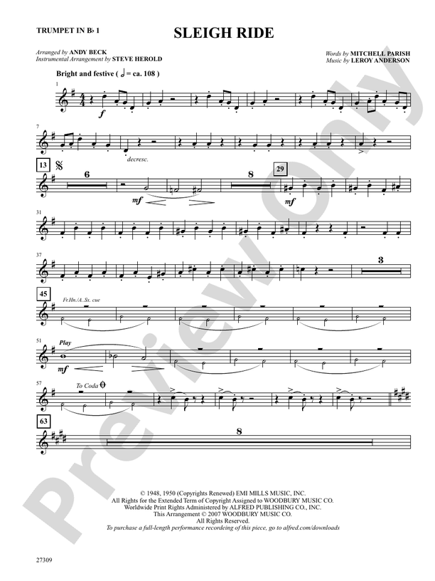 Sleigh Ride: 1st B-flat Trumpet