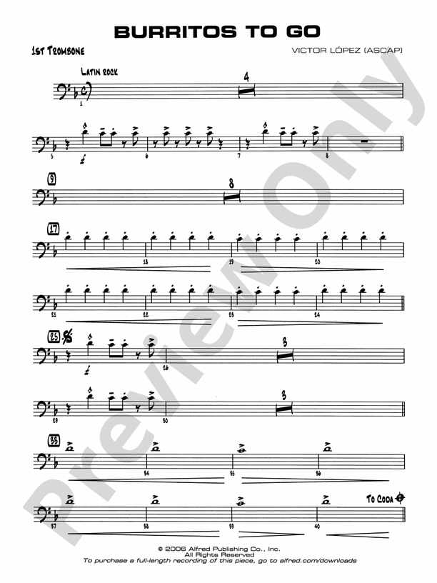 Burritos to Go 1st Trombone 1st Trombone Part Digital Sheet Music
