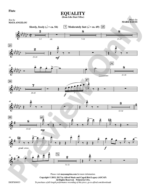 Equality Flute Flute Part Digital Sheet Music Download